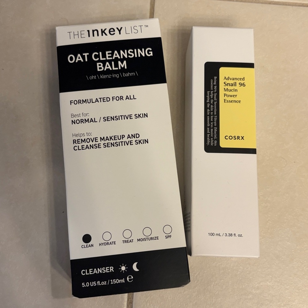 Skincare Bundle: Cosrx Snail Mucin, The Inkey List Oat cleaning balm